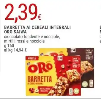 BARRETTA AI CEREALI INTEGRALI ORO SAIWA 160 g