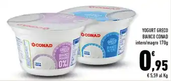 Conad YOGURT GRECO BIANCO CONAD intero/magro 170g offerta