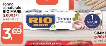 Supermercati Dok Tonno al naturale RIO MARE g.80X3+1 offerta