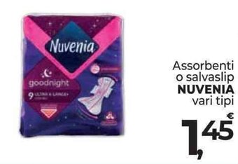 Assorbenti o salvaslip NUVENIA vari tipi
