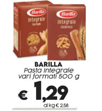 Crai BARILLA Pasta Integrale vari formati 500 g offerta