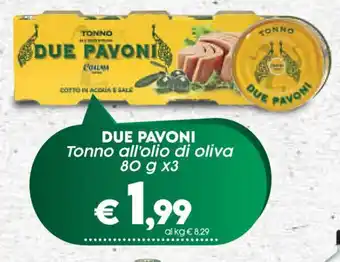 Crai DUE PAVONI Tonno all'olio di oliva 80 g x3 offerta