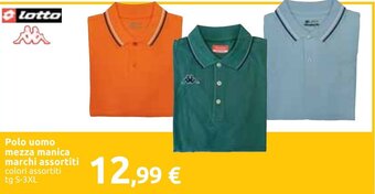 Carrefour Polo uomo mezza manica marchi assortiti colori assortiti tg S-3XL offerta