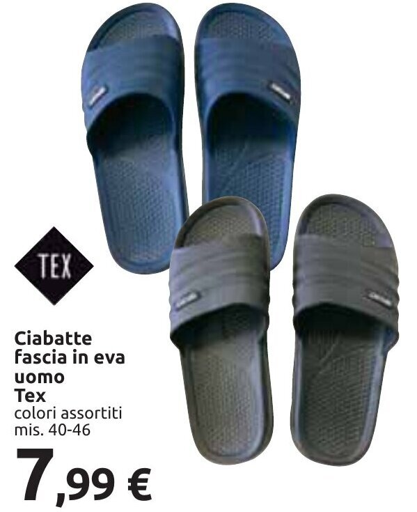 Carrefour TEX Ciabatte fascia in eva uomo 40-46 offerta