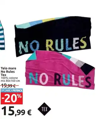 Carrefour Telo mare No Rules Tex 80 x 160 cm offerta