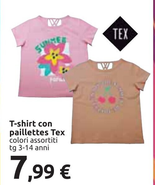 Carrefour T-shirt con paillettes Tex tg 3-14 anni offerta