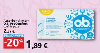 Assorbenti Interni O.B. ProComfort conf 16 pezzi