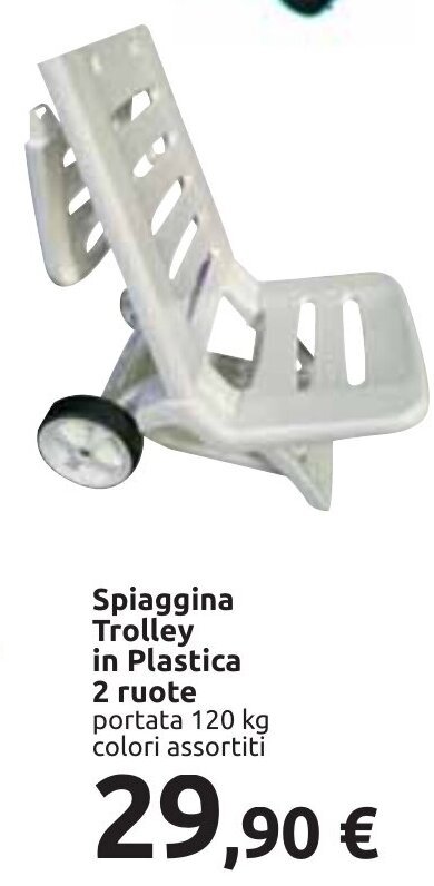 Carrefour Spiaggina Trolley in Plastica 2 ruote offerta