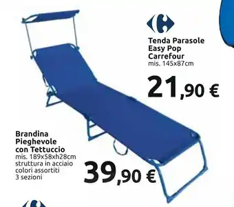 Brandina Pieghevole con Tettuccio mis. 189x58xh28cm