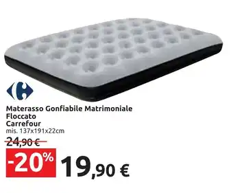 Carrefour Materasso Gonfiabile Matrimoniale Floccato Carrefour mis. 137x191x22cm offerta