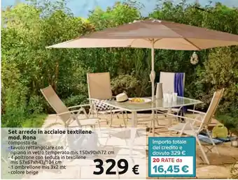 Carrefour Set arredo in acciaioe textilene mod. Rana offerta