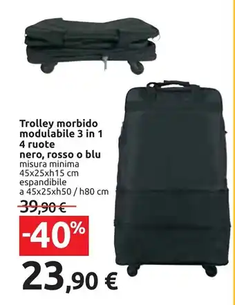 Carrefour Trolley morbido modulabile 3 in 1 4 ruote offerta