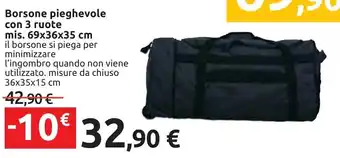 Carrefour Borsone pieghevole con 3 ruote mis. 69x36x35 cm offerta