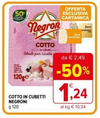 Iperal COTTO IN CUBETTI NEGRONI g 120 offerta