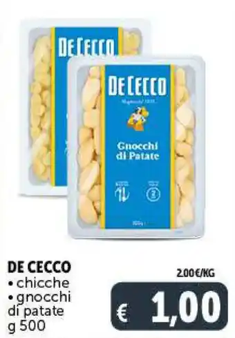Deco Supermercati DE CECCO chicche • gnocchi di patate g 500 offerta