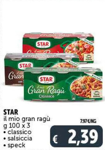 Deco Supermercati STAR il mio gran ragù g 100 x 3 offerta