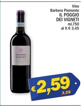 Il poggio dei vigneti vino barbera piemonte