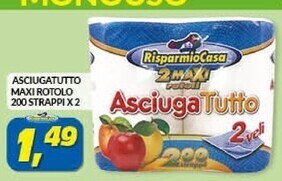 Asciugatutto maxi rotolo 200 strappi x 2