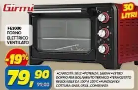Risparmio Casa Girmi fe3000 forno elettrico ventilato offerta