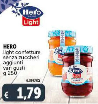 HERO light confetture senza zuccheri aggiunti vari gusti g 280