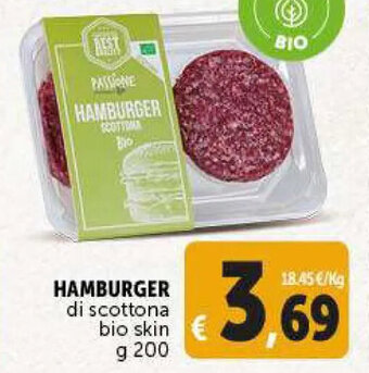 Deco Supermercati HAMBURGER di scottona bio skin g 200 offerta