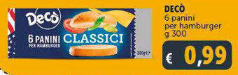 Deco Supermercati DECÒ 6 panini per hamburger g 300 offerta