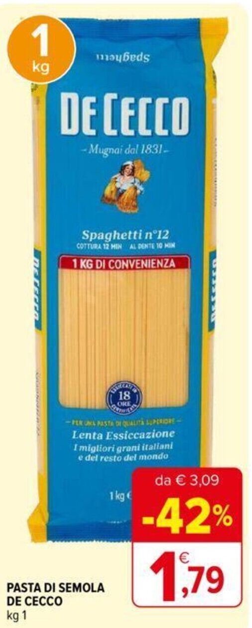 Iperal PASTA DI SEMOLA DE CECCO 1 kg offerta