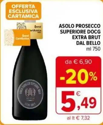 Iperal ASOLO PROSECCO SUPERIORE DOCG EXTRA BRUT DAL BELLO ml 750 offerta
