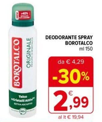 Iperal DEODORANTE SPRAY BOROTALCO ml 150 offerta