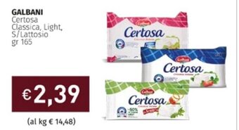 Prezzemolo e Vitale GALBANI Certosa Classica, Light, S/Lattosio gr 165 offerta