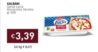 GALBANI Santa Lucia Mozzarella Panetto gr 400