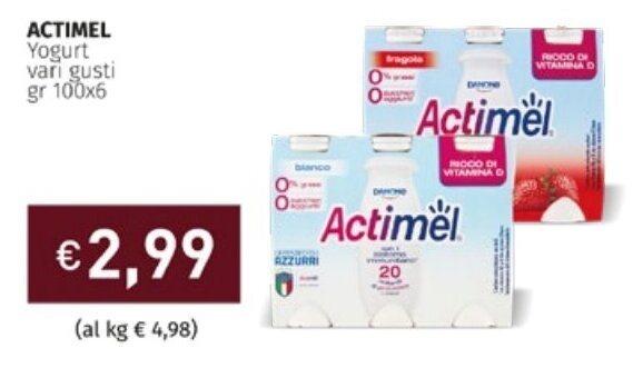 Prezzemolo e Vitale ACTIMEL Yogurt vari gusti gr 100x6 offerta