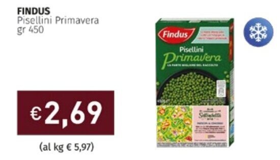 Prezzemolo e Vitale FINDUS Pisellini Primavera gr 450 offerta