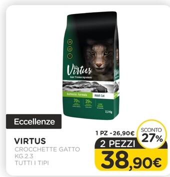Virtus crocchette gatto kg.2.3 tutti i tipi