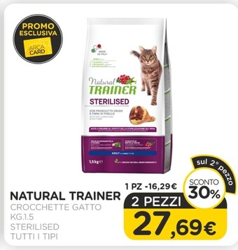 Natural trainer crocchette gatto kg.1.5 sterilised tutti i tipi