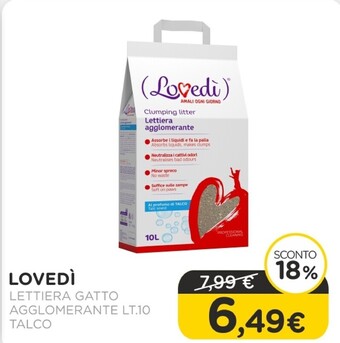 Arcaplanet Lovedi lettiera gatto / agglomerante lt.10 / talco offerta