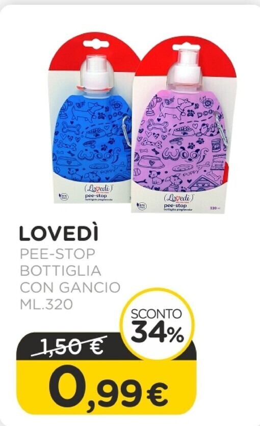 Arcaplanet Lovedi pee- stop/ bottiglia con gancio /ml.320 offerta