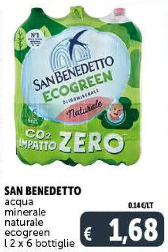 Deco Supermercati SAN BENEDETTO acqua minerale naturale ecogreen 12 x 6 bottiglie offerta