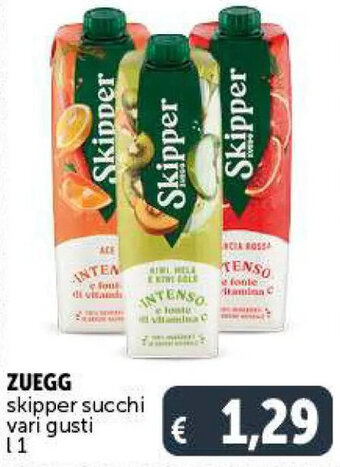 Deco Supermercati ZUEGG skipper succhi vari gusti l 1 offerta