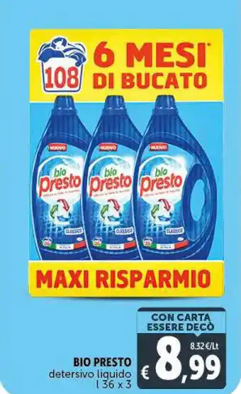 BIO PRESTO detersivo liquido l 36 x 3