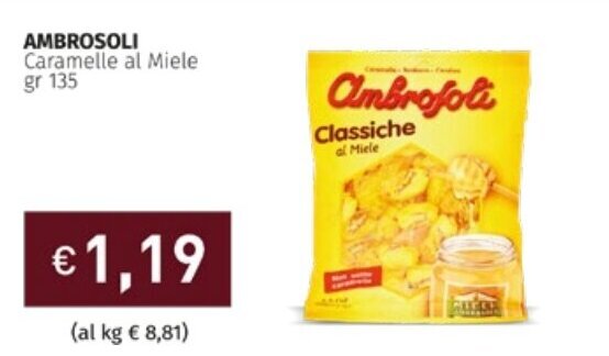 Prezzemolo e Vitale AMBROSOLI Caramelle al Miele gr 135 offerta