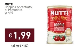 Prezzemolo e Vitale MUTTI Doppio Concentrato di Pomodoro gr 440 offerta