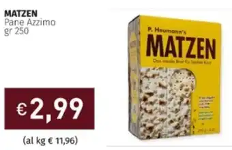 Prezzemolo e Vitale MATZEN Pane Azzimo 250 gr offerta