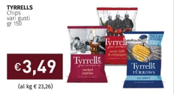 Prezzemolo e Vitale TYRRELLS Chips vari gusti gr 150 offerta
