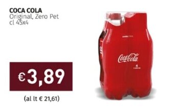 Prezzemolo e Vitale COCA COLA Original, Zero Pet cl 45x4 offerta
