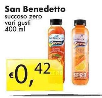 Sugros San Benedetto succoso zero vari gusti 400 ml offerta