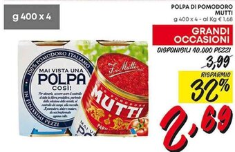 Pam POLPA DI POMODORO MUTTI g 400 x 4 offerta