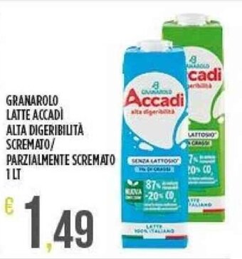 Supermercato Pollio GRANAROLO LATTE ACCADI ALTA DIGERIBILITÀ SCREMATO/ PARZIALMENTE SCREMATO 1 lt offerta