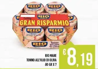 Supermercato Pollio RIO MARE TONNO ALL'OLIO DI OLIVA 80 GR X 7 offerta