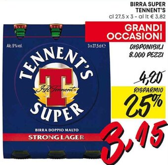 Pam BIRRA SUPER TENNENT'S cl 27,5 x 3 offerta